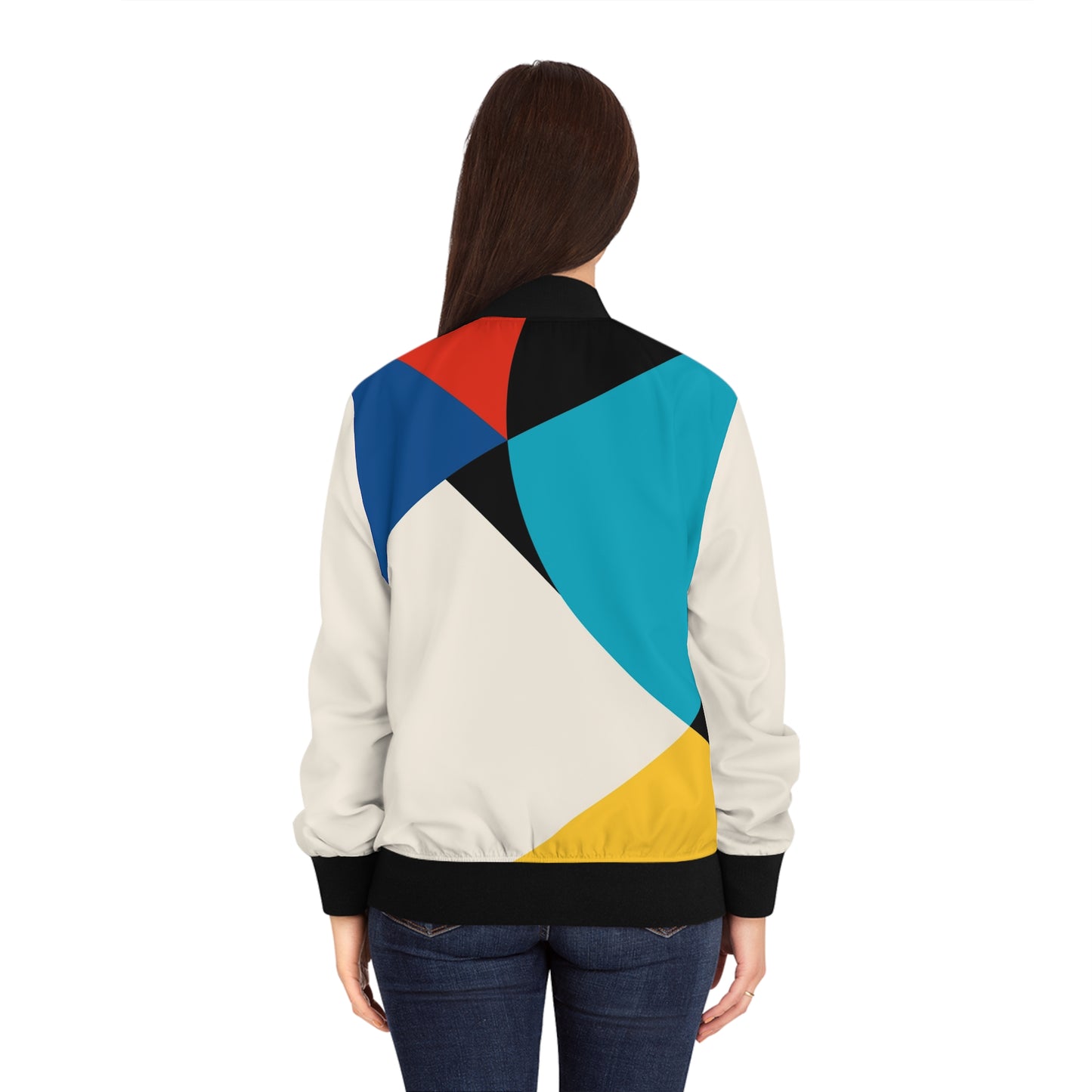 Abstract Geometric Colorblock Women's Bomber Jacket