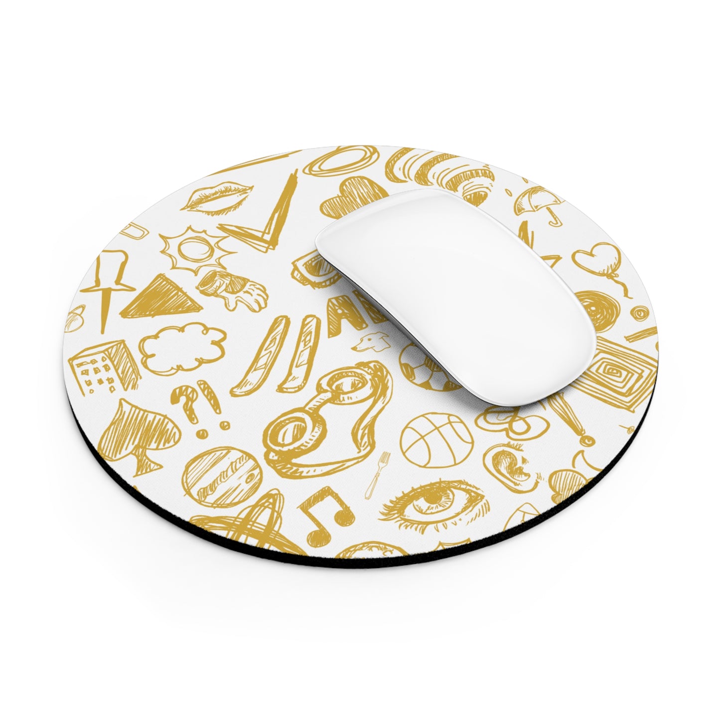 Mouse Pad | Round Sketch Pattern, Office Desk Mat