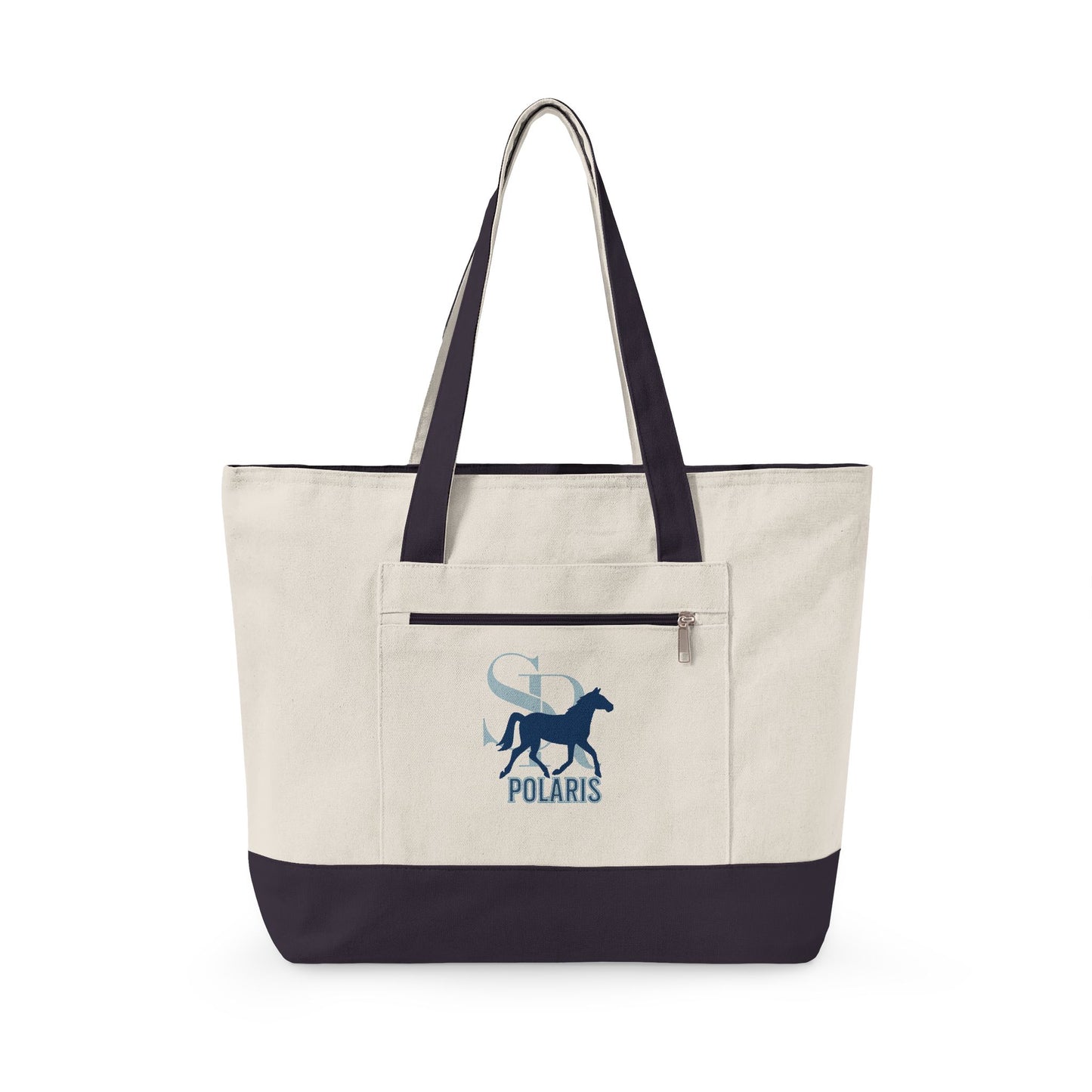 SR Polaris Horse Logo Zippered Canvas Tote | Nautical Constellation Canvas Tote