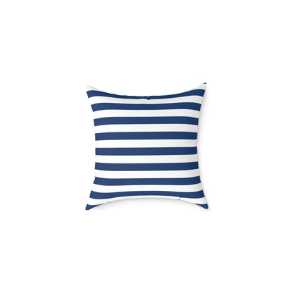 White Blue Coastal Collection Pillow | Square Poly Canvas Pillow