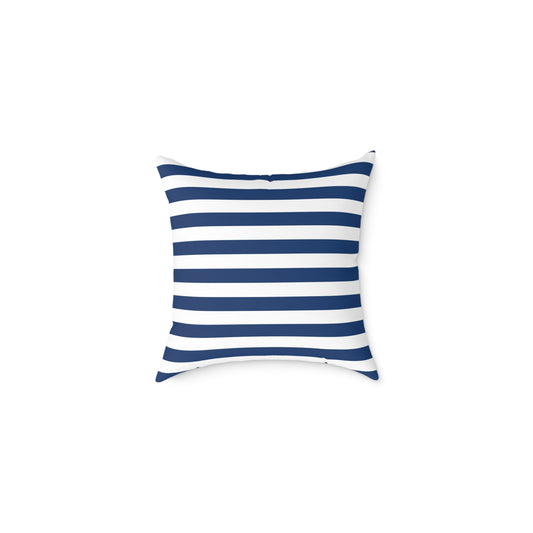 White Blue Coastal Collection Pillow | Square Poly Canvas Pillow