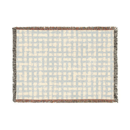 Neutral Grid Pattern Woven Blanket | Modern Geometric Throw