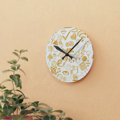 Yellow & White Acrylic Wall Clock HomeDecor
