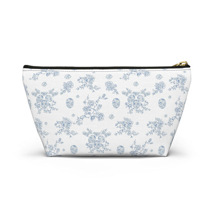 Blue Toile Floral Pattern Accessory Pouch