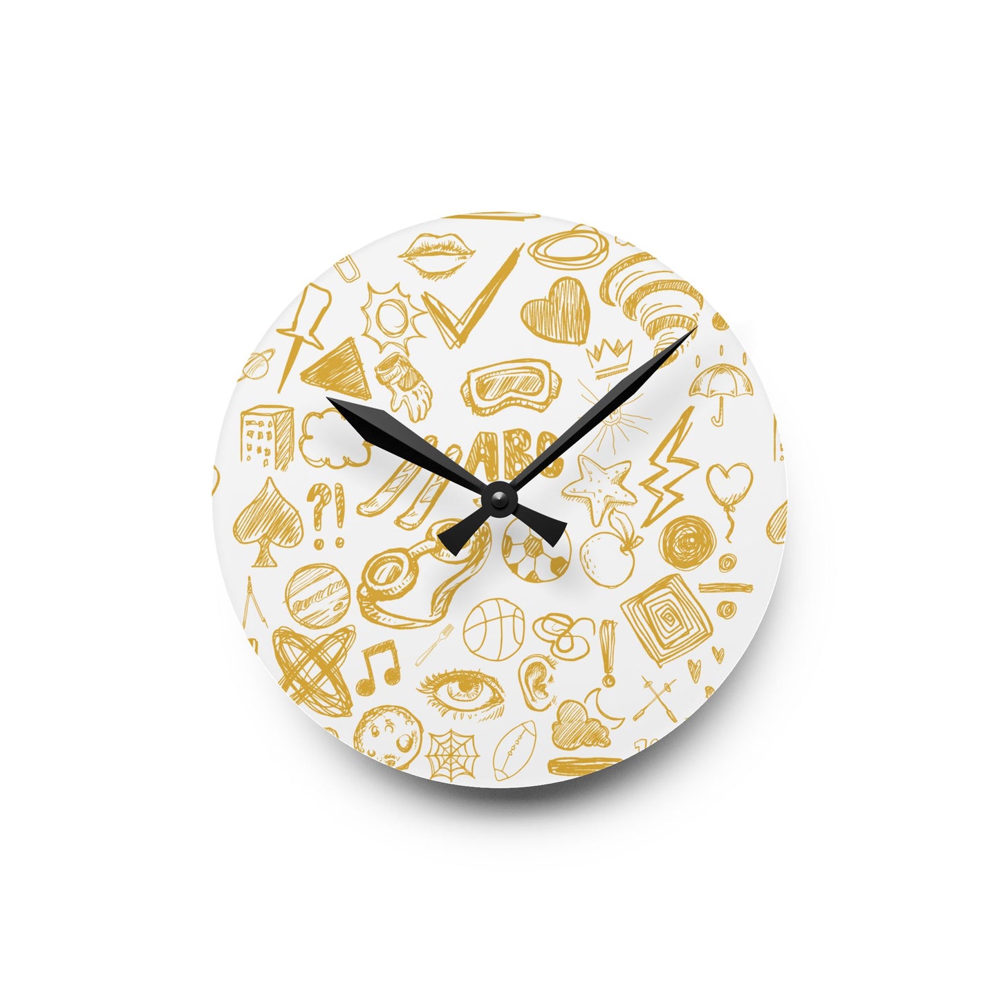 Yellow & White Acrylic Wall Clock HomeDecor