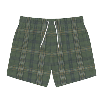 Green Plaid Swim Trunks