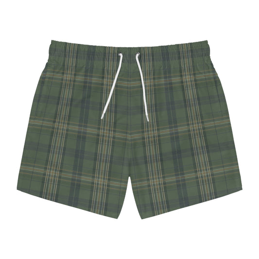 Green Plaid Swim Trunks