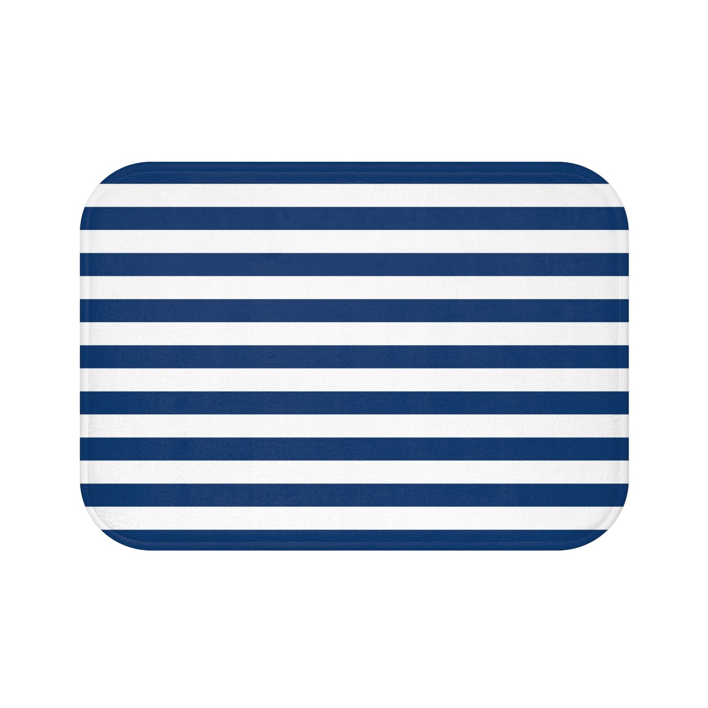Navy Stripe Bath Mat | Nautical Blue White Bathroom Rug