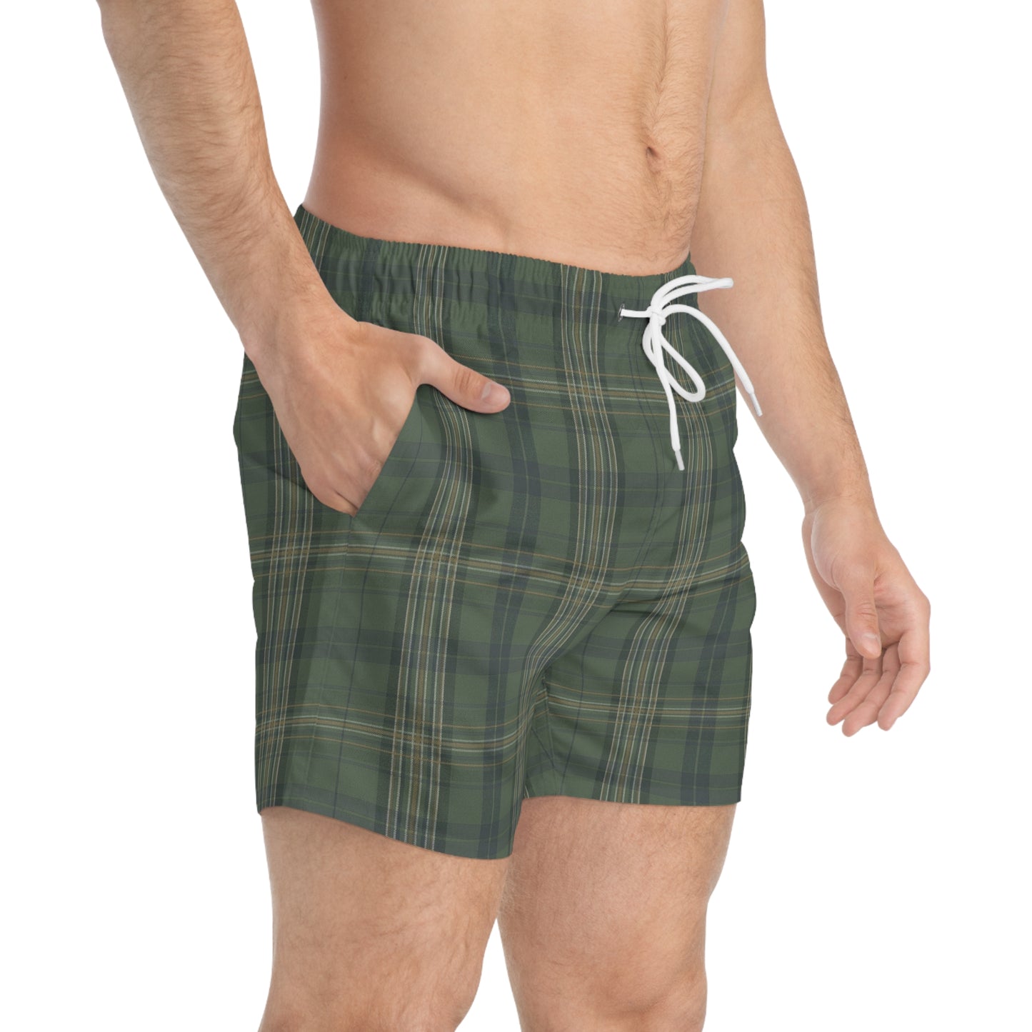 Green Plaid Swim Trunks