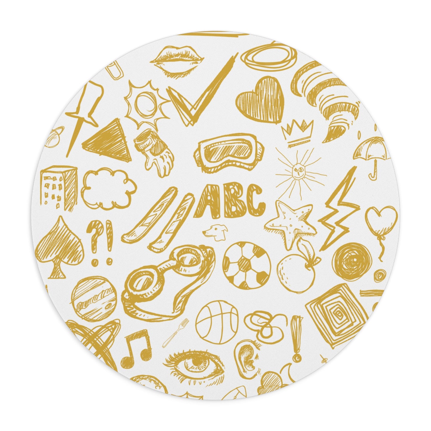 Mouse Pad | Round Sketch Pattern, Office Desk Mat