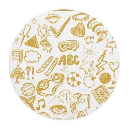 Mouse Pad | Round Sketch Pattern, Office Desk Mat