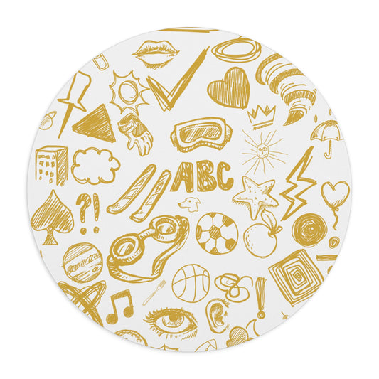 Mouse Pad | Round Sketch Pattern, Office Desk Mat