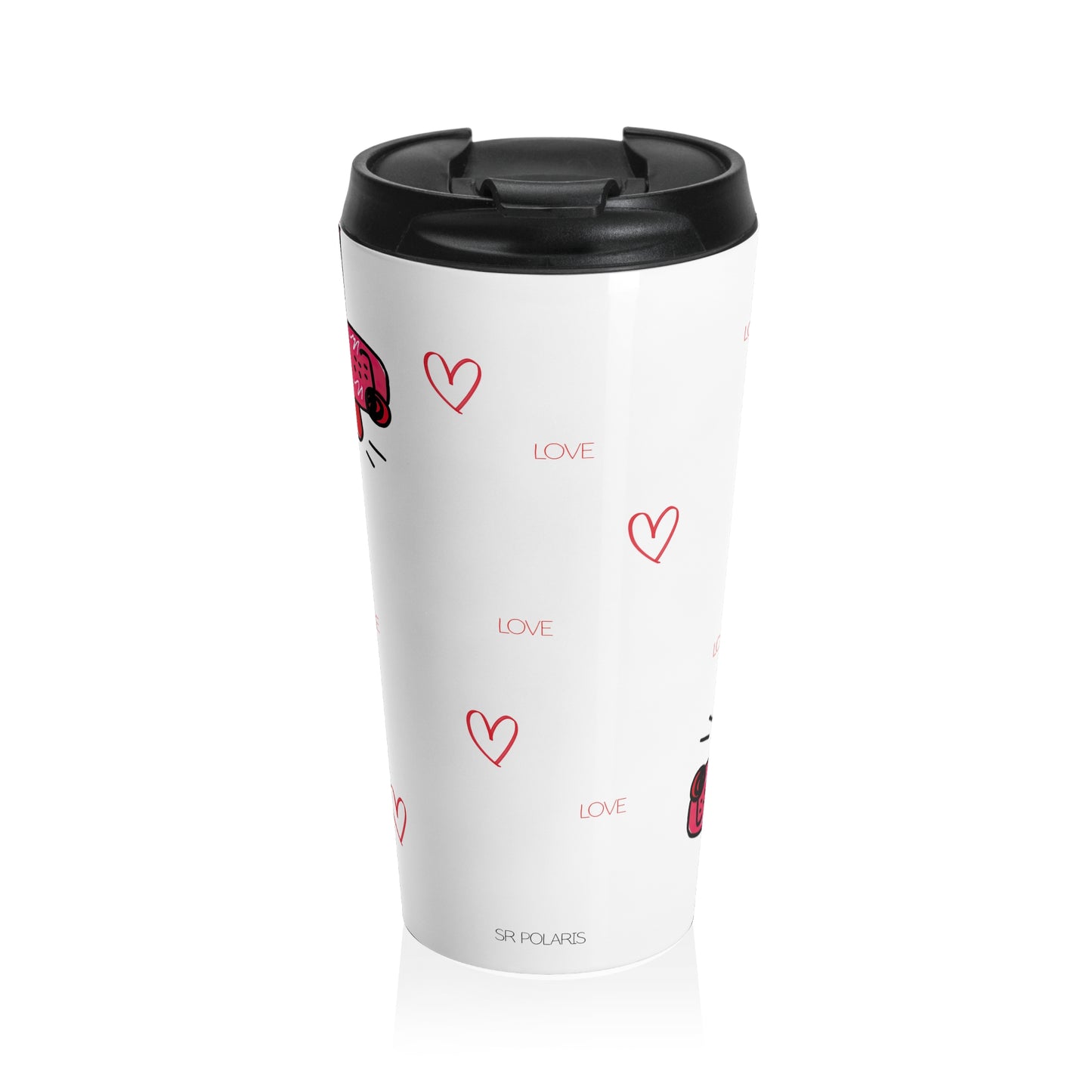 Pink Dog Pattern Travel Mug | Stainless Steel Tumbler
