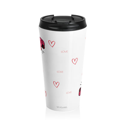 Pink Dog Pattern Travel Mug | Stainless Steel Tumbler
