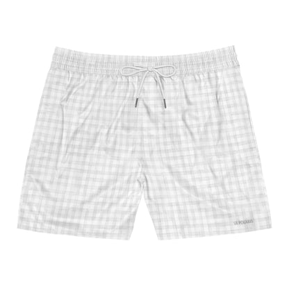 Light Gray Gingham Swim Shorts | Swim Shorts