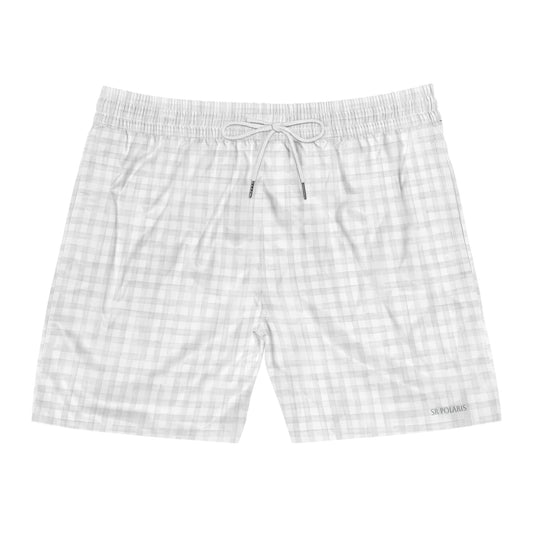 Light Gray Gingham Swim Shorts | Swim Shorts