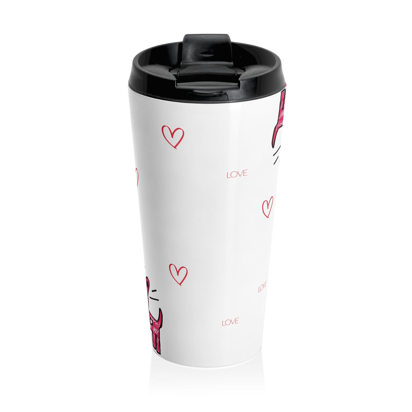 Pink Dog Pattern Travel Mug | Stainless Steel Tumbler