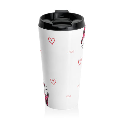 Pink Dog Pattern Travel Mug | Stainless Steel Tumbler
