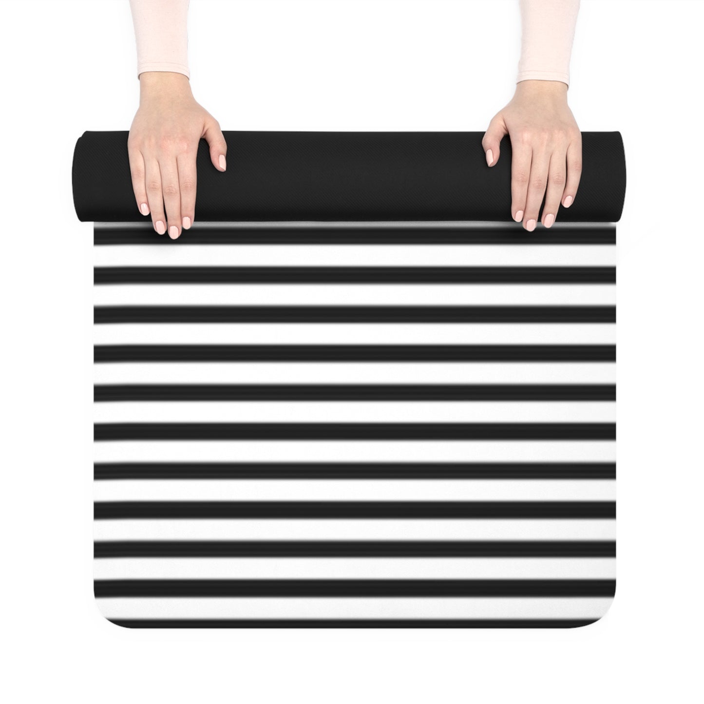 Black and White Striped Rubber Yoga Mat | Minimal Stripe Pattern