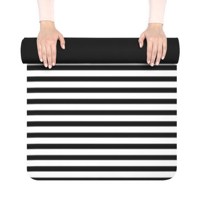Black and White Striped Rubber Yoga Mat | Minimal Stripe Pattern