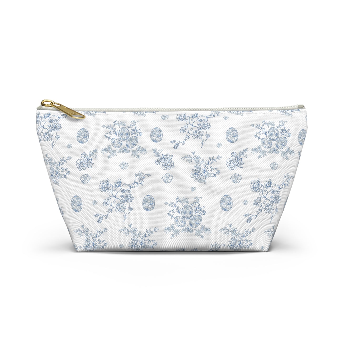 Blue Toile Floral Pattern Accessory Pouch