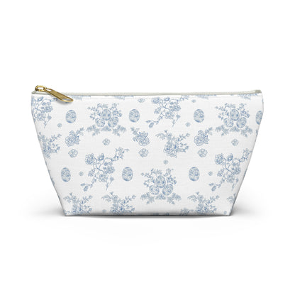 Blue Toile Floral Pattern Accessory Pouch
