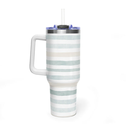 Soft Watercolor Stripes 40oz Tumbler | Vacuum Insulated Travel Mug