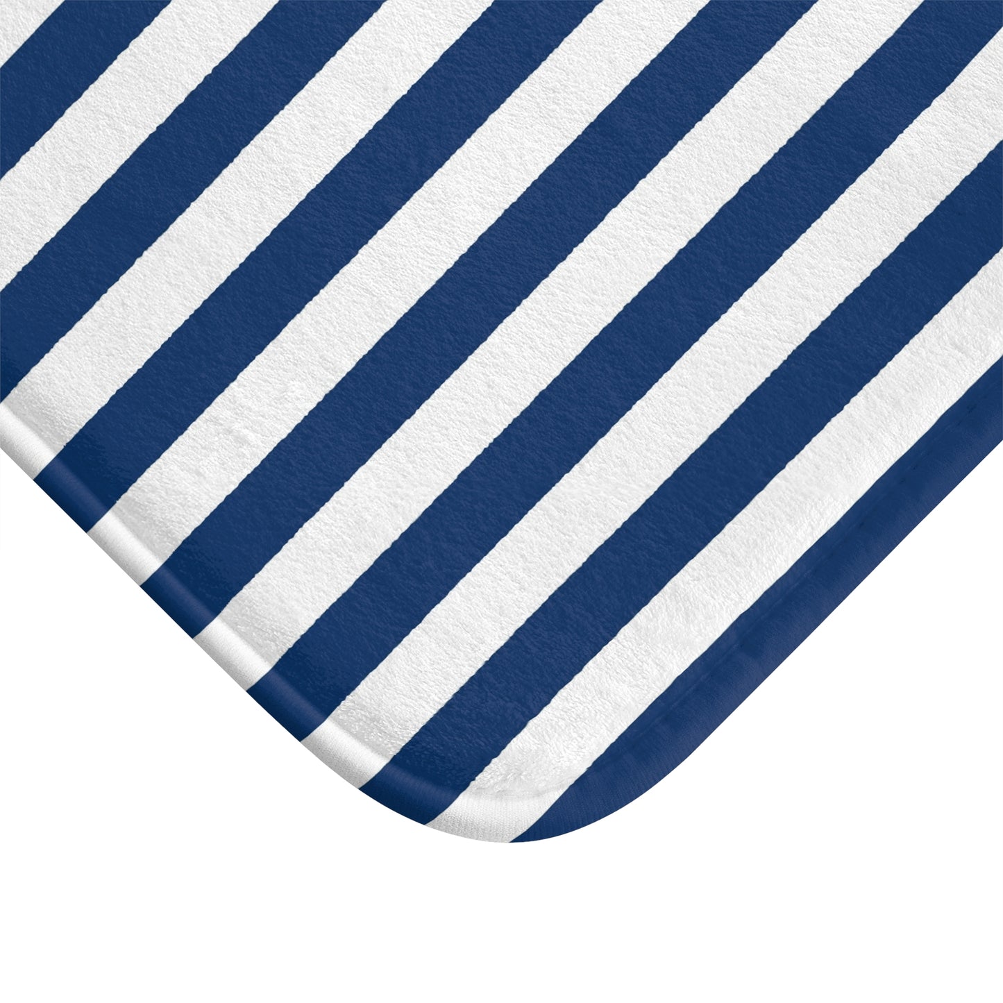 Navy Stripe Bath Mat | Nautical Blue White Bathroom Rug