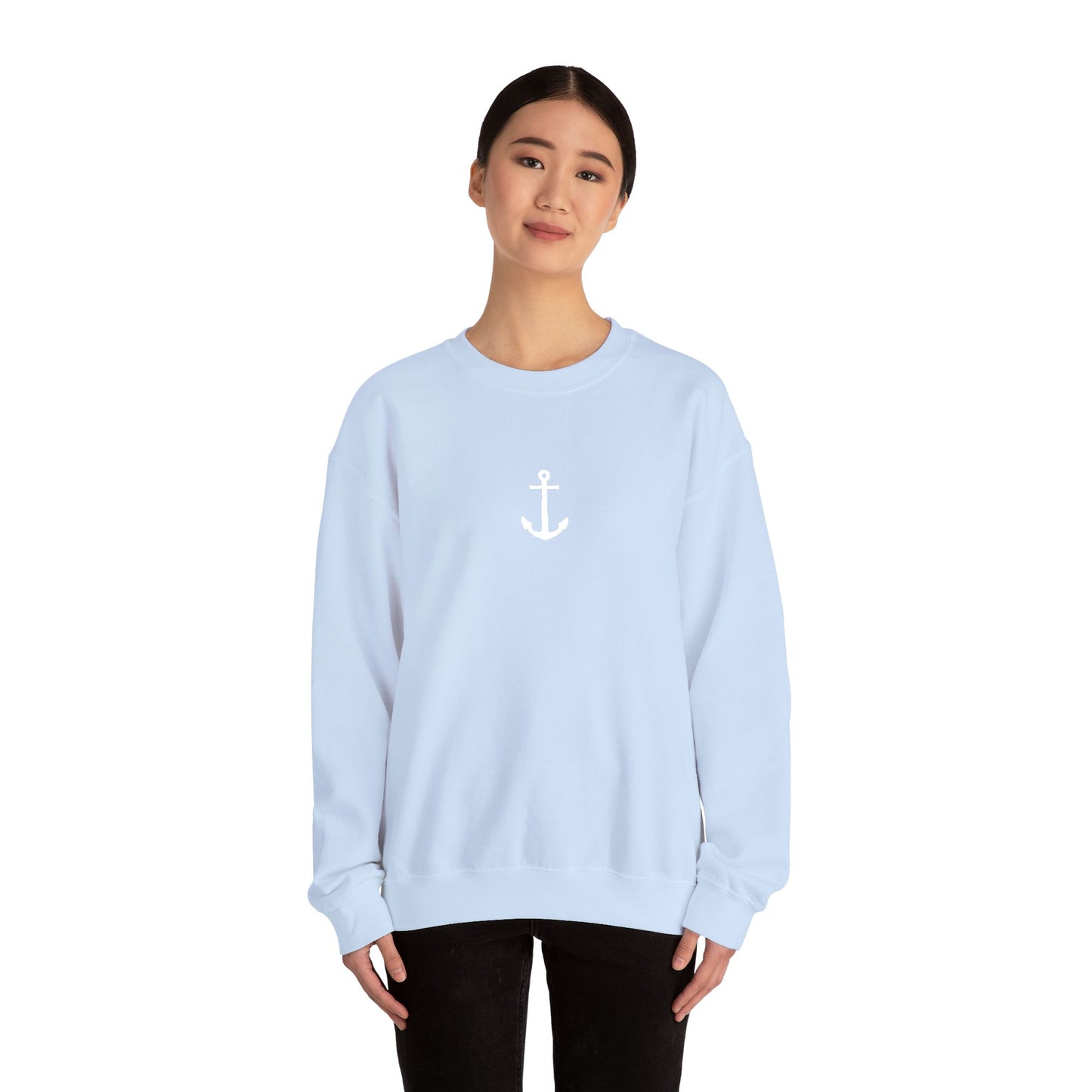 Minimal Anchor Crewneck Sweatshirt | Nautical Maritime Symbol