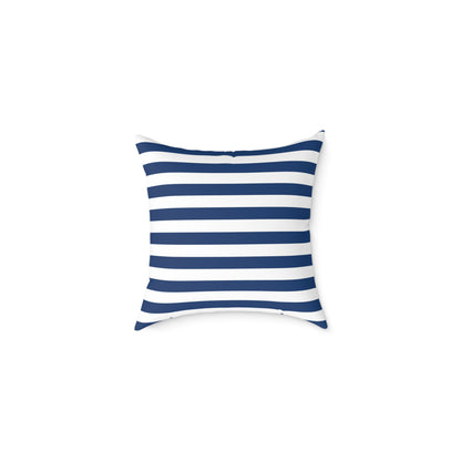 White Blue Coastal Collection Pillow | Square Poly Canvas Pillow