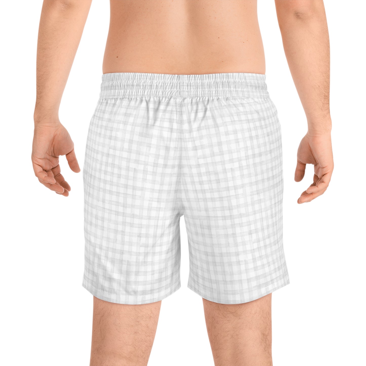Light Gray Gingham Swim Shorts | Swim Shorts
