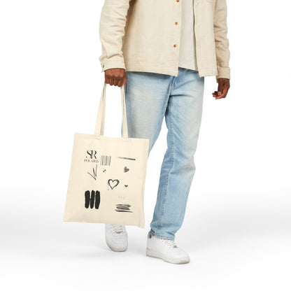 Abstract Doodle Hearts Tote Bag | Minimal Sketch Canvas Tote