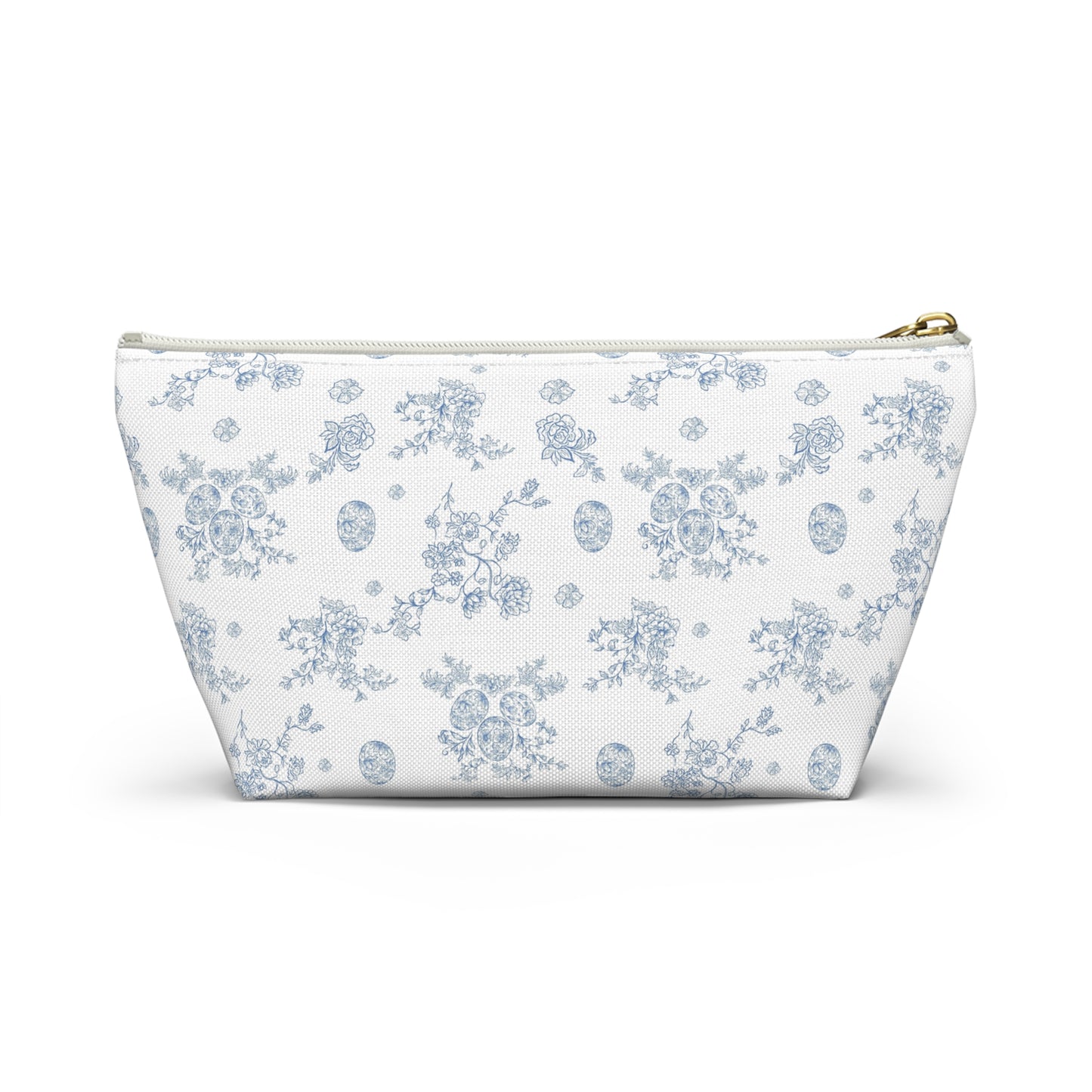 Blue Toile Floral Pattern Accessory Pouch