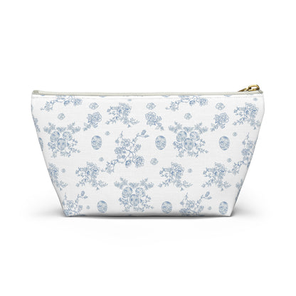 Blue Toile Floral Pattern Accessory Pouch