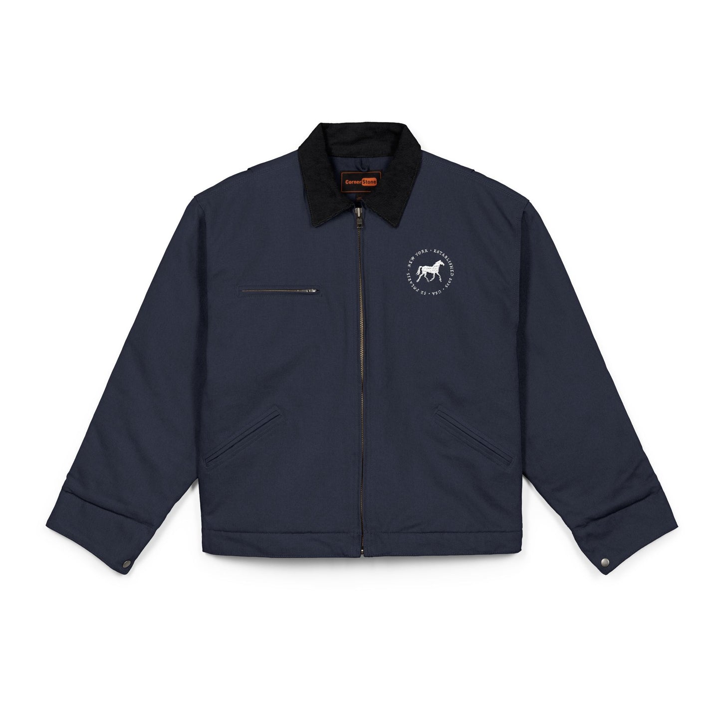 Horse Logo Jacket | Work Jacket, Navy Cotton Duck