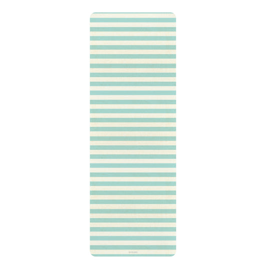Mint Stripe Rubber Yoga Mat | Striped Exercise Mat