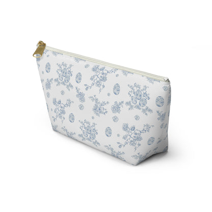 Blue Toile Floral Pattern Accessory Pouch