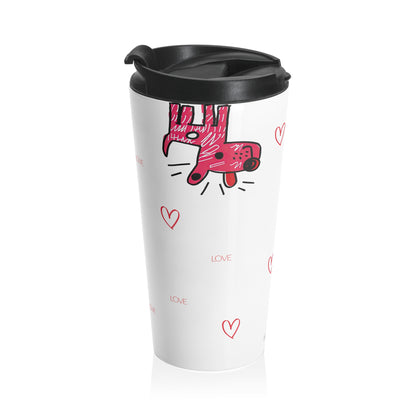 Pink Dog Pattern Travel Mug | Stainless Steel Tumbler