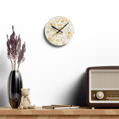 Yellow & White Acrylic Wall Clock HomeDecor