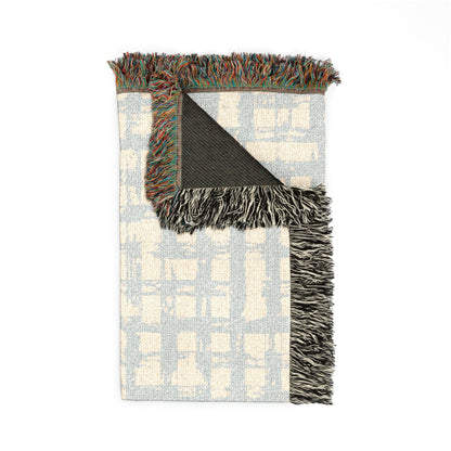 Neutral Grid Pattern Woven Blanket | Modern Geometric Throw