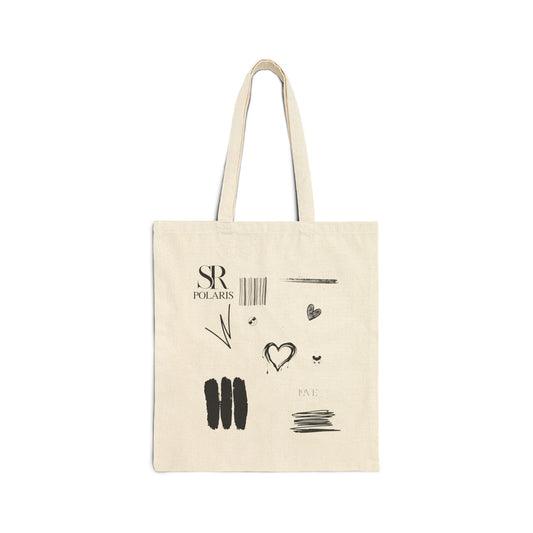 Abstract Doodle Hearts Tote Bag | Minimal Sketch Canvas Tote