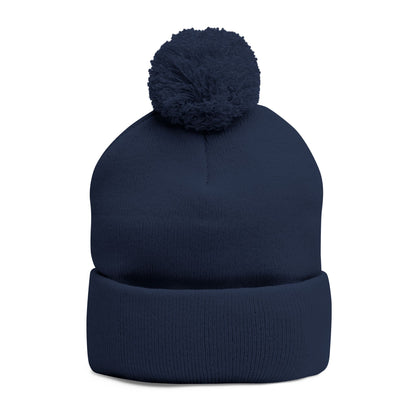 Embroidered Horse Logo Pom-Pom Knit Cap
