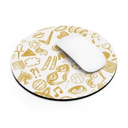 Mouse Pad | Round Sketch Pattern, Office Desk Mat