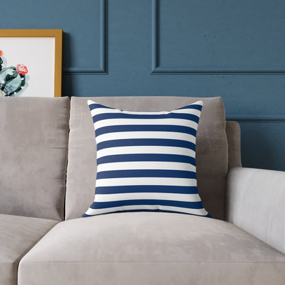 White Blue Coastal Collection Pillow | Square Poly Canvas Pillow