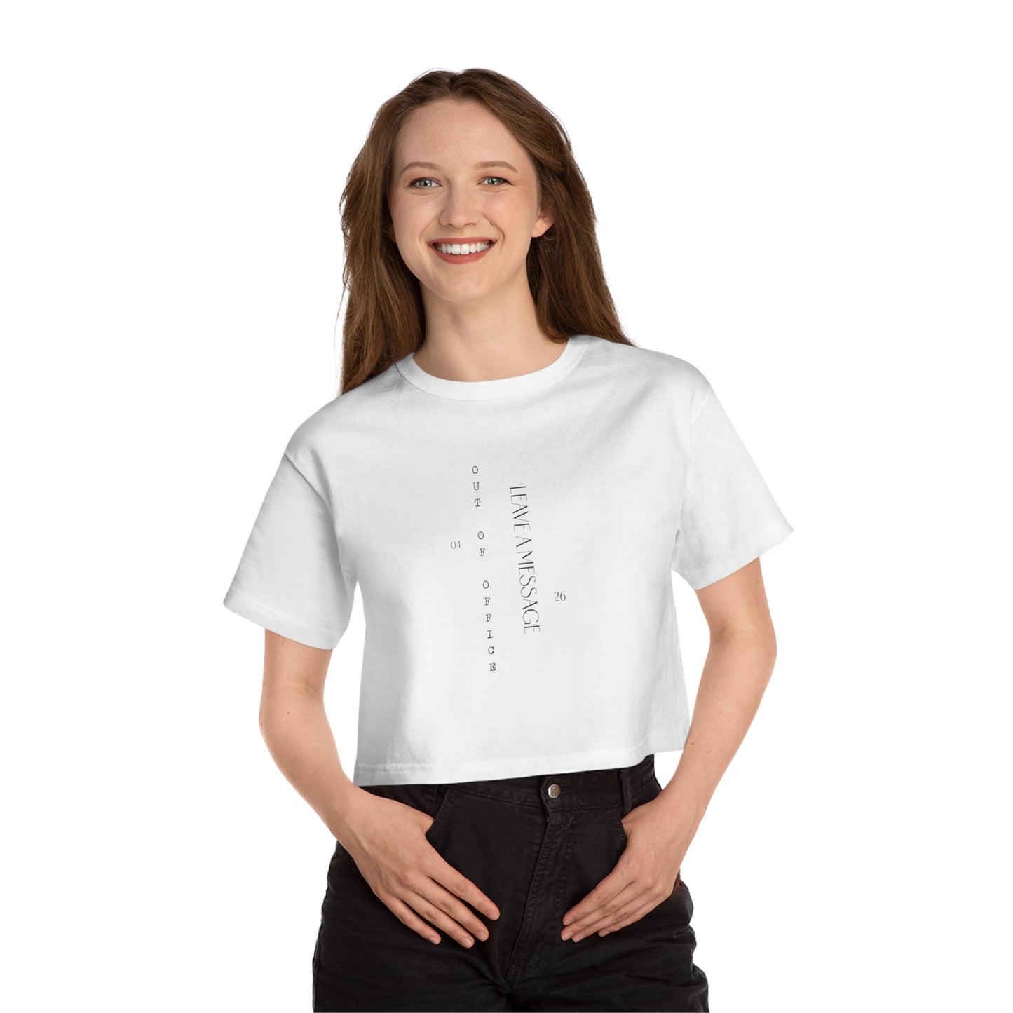 Minimal Vertical Text Crop Tee Crop T-Shirt | Minimalist Typography, Modern Streetwear