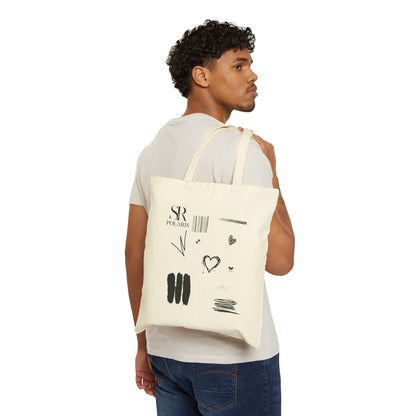Abstract Doodle Hearts Tote Bag | Minimal Sketch Canvas Tote
