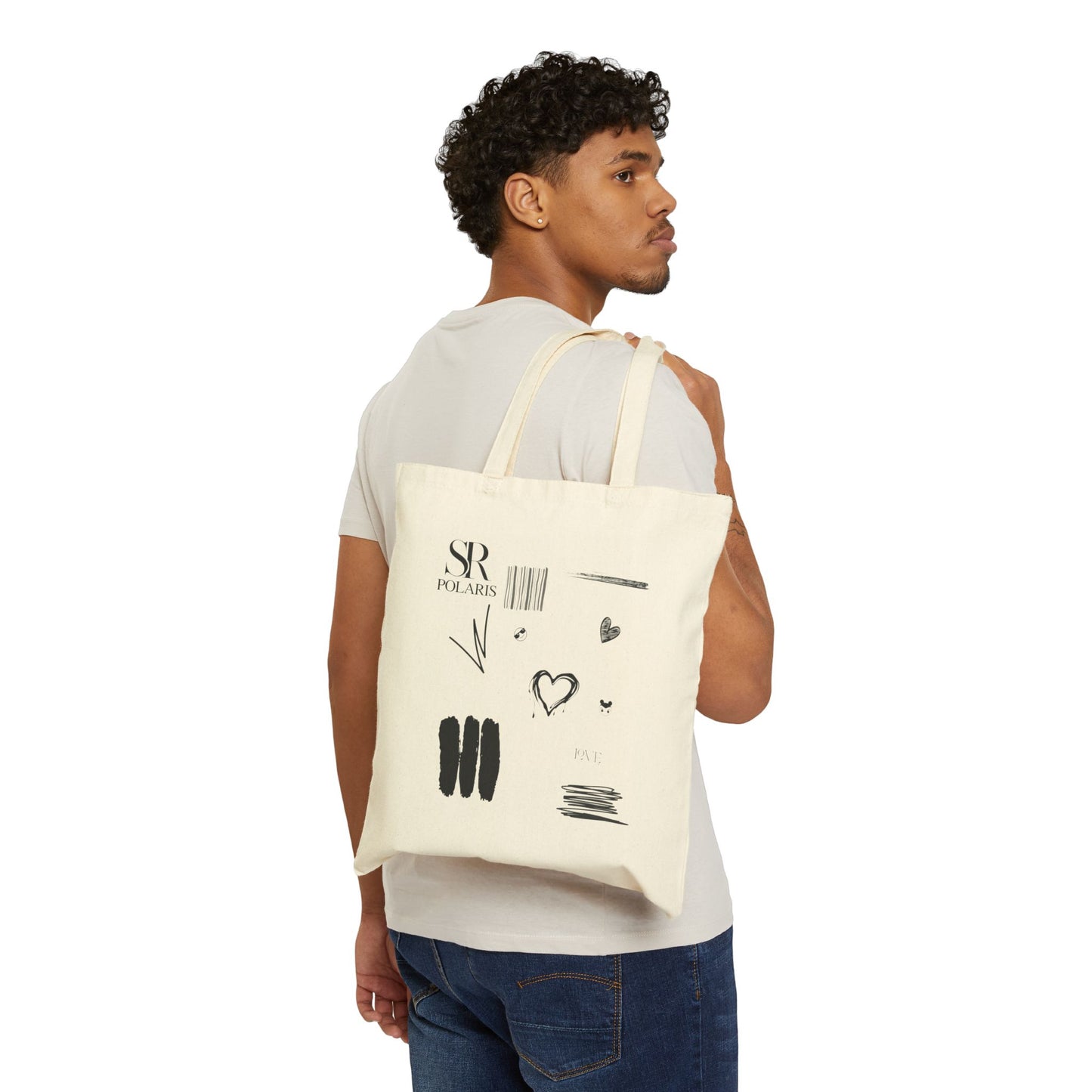 Abstract Doodle Hearts Tote Bag | Minimal Sketch Canvas Tote