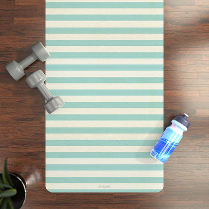 Mint Stripe Rubber Yoga Mat | Striped Exercise Mat