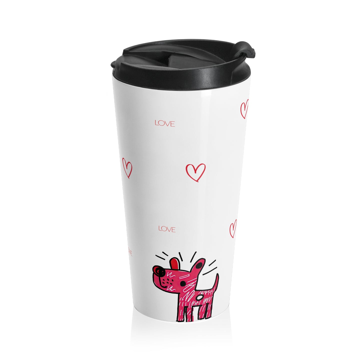 Pink Dog Pattern Travel Mug | Stainless Steel Tumbler