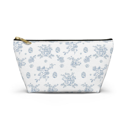 Blue Toile Floral Pattern Accessory Pouch
